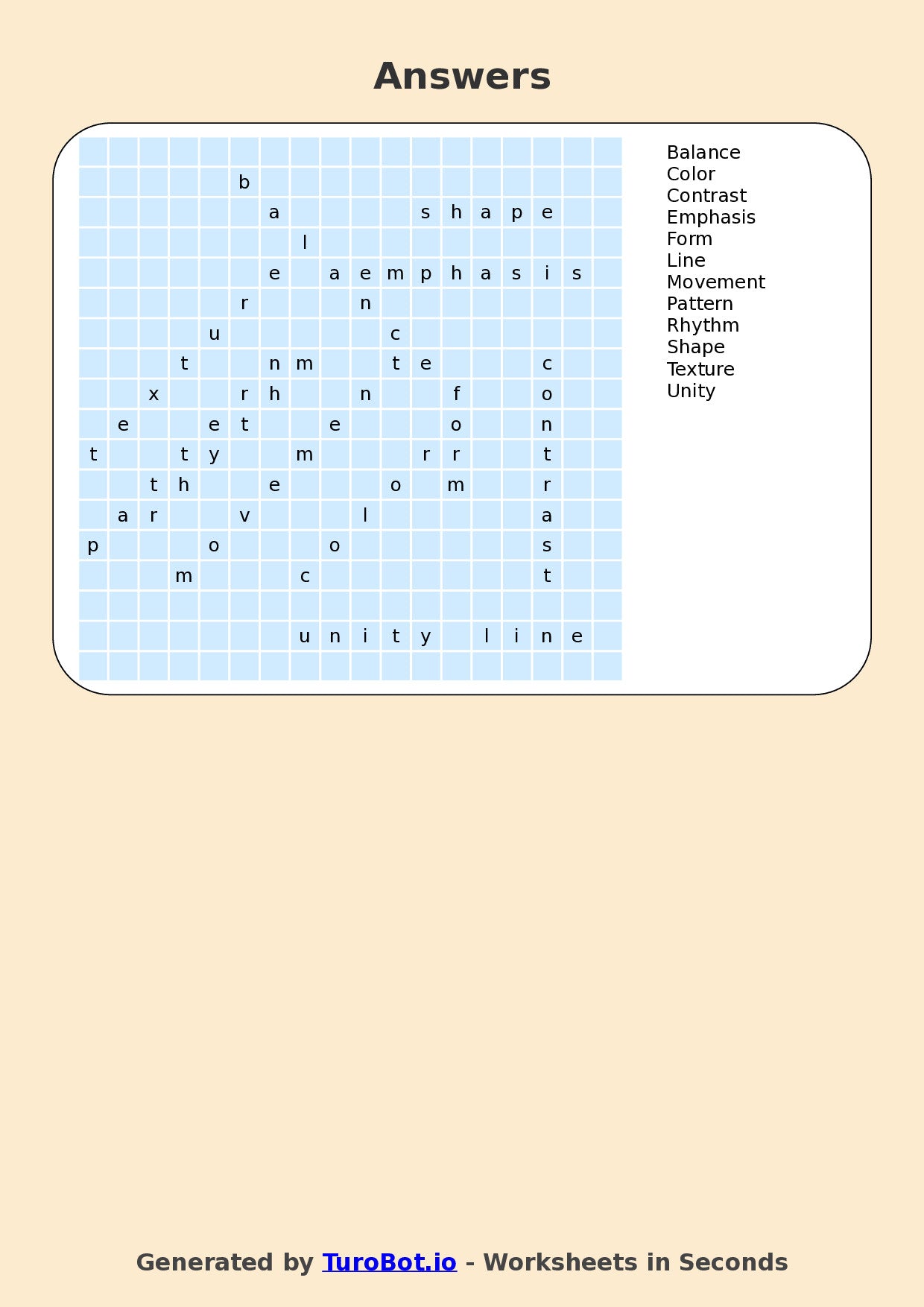 Art - Year 4 - Find a Word - Elements of Art – Free Find a Word Worksheet