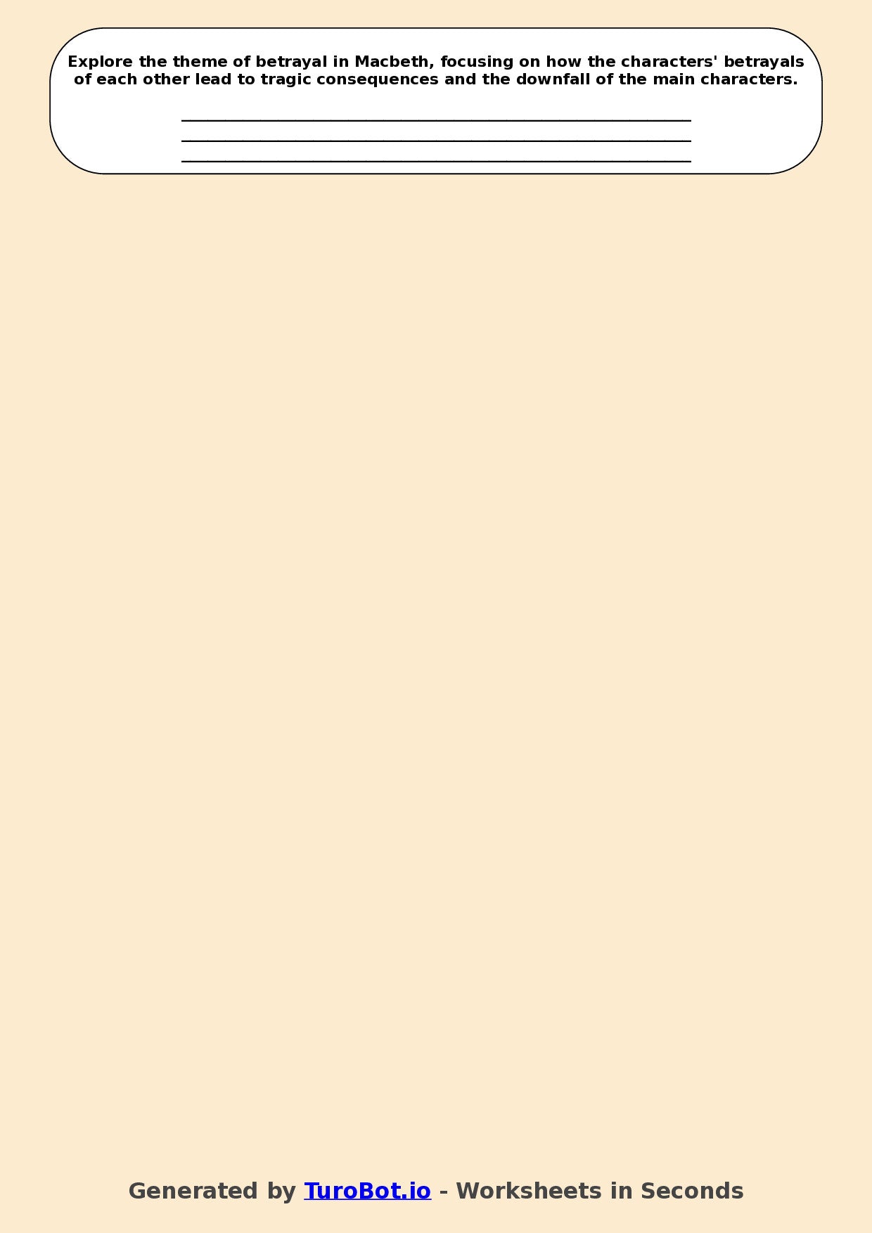 English - Year 10 Worksheet: Analysing Shakespeare’s Macbeth