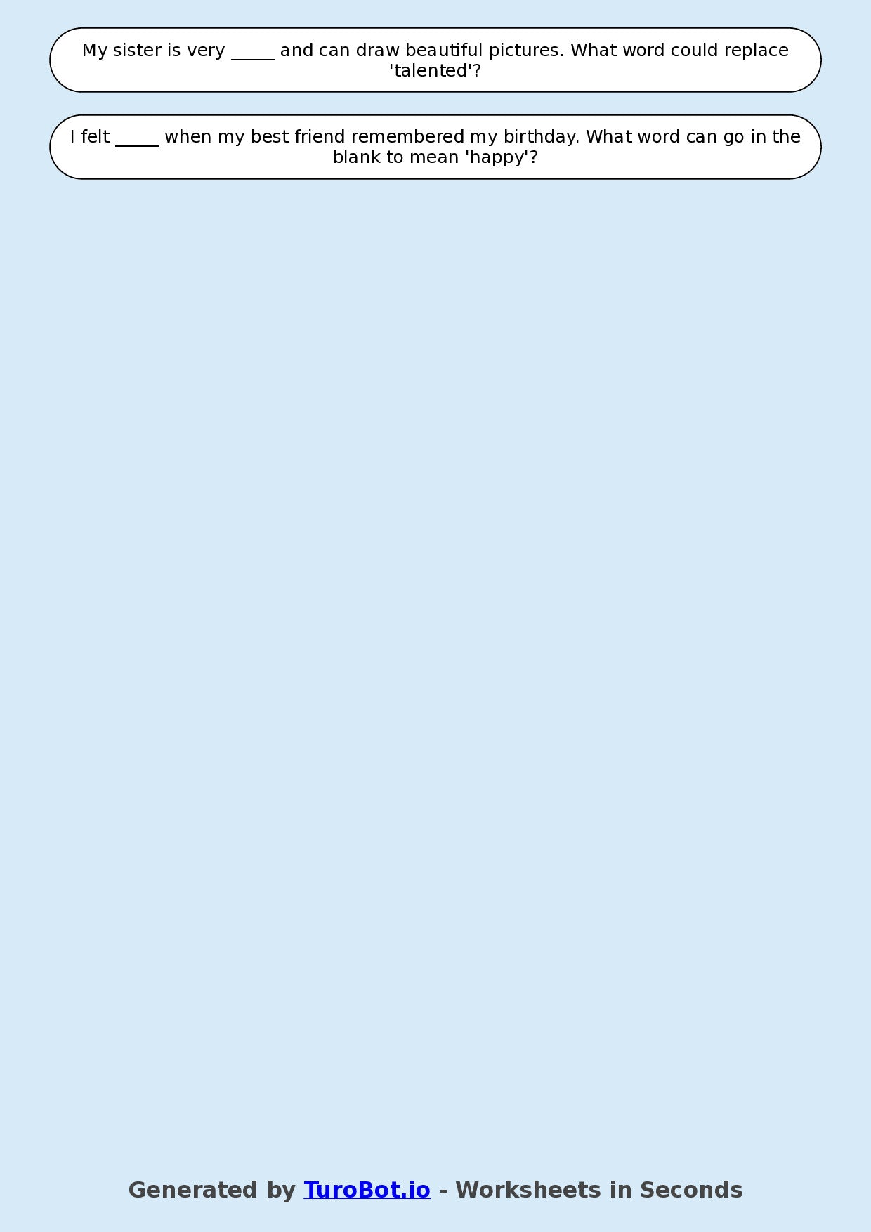 English - Year 3 - Synonyms Practice