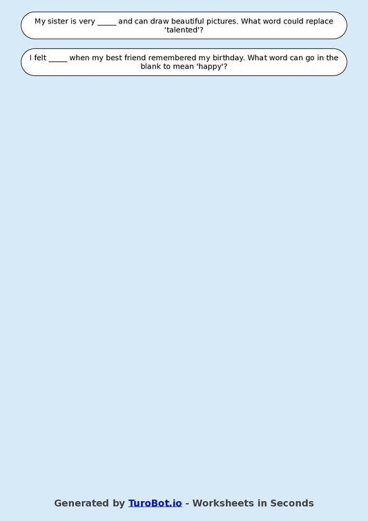 English - Year 3 - Synonyms Practice