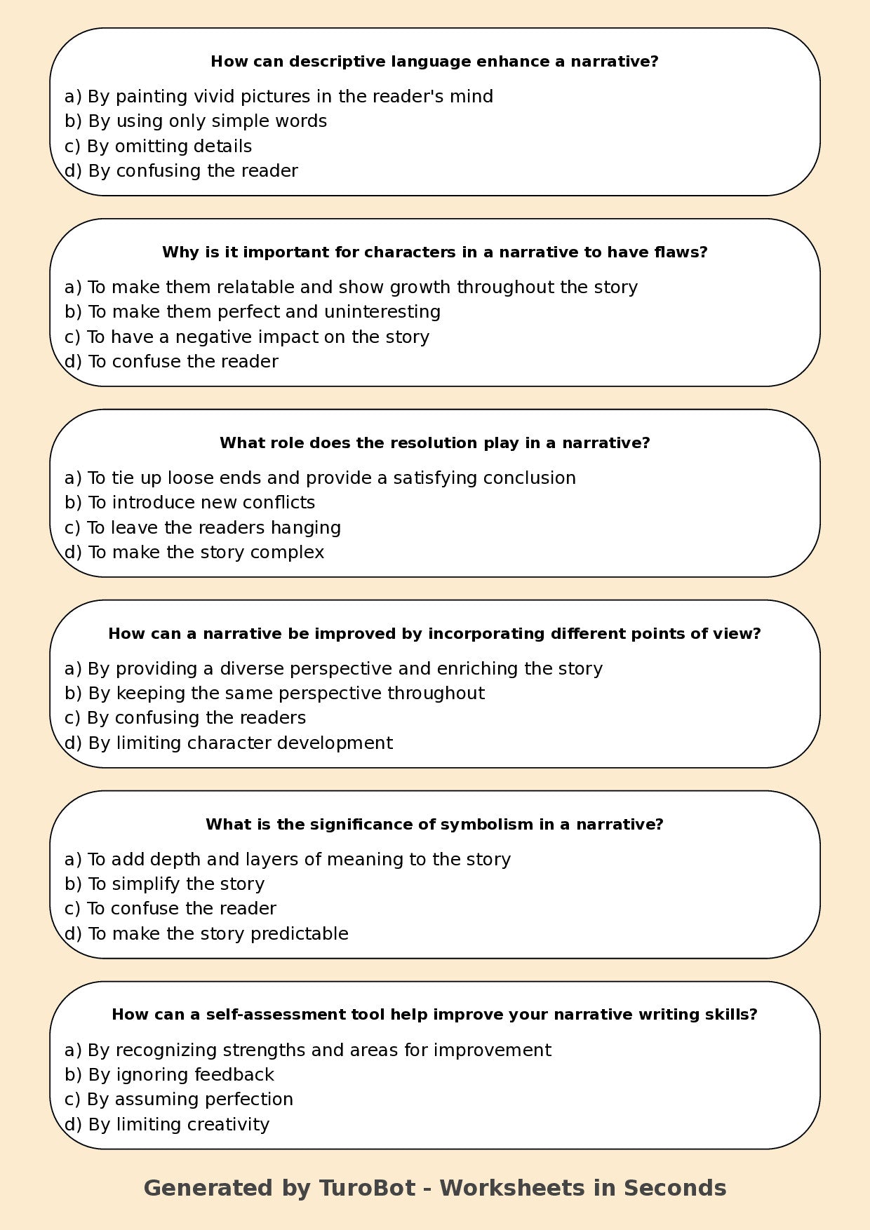 English - Year 9 Worksheet: Writing Narratives