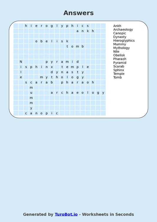 General Knowledge - Year 5 - Find a Word - Ancient Egypt – Free Find a Word Worksheet