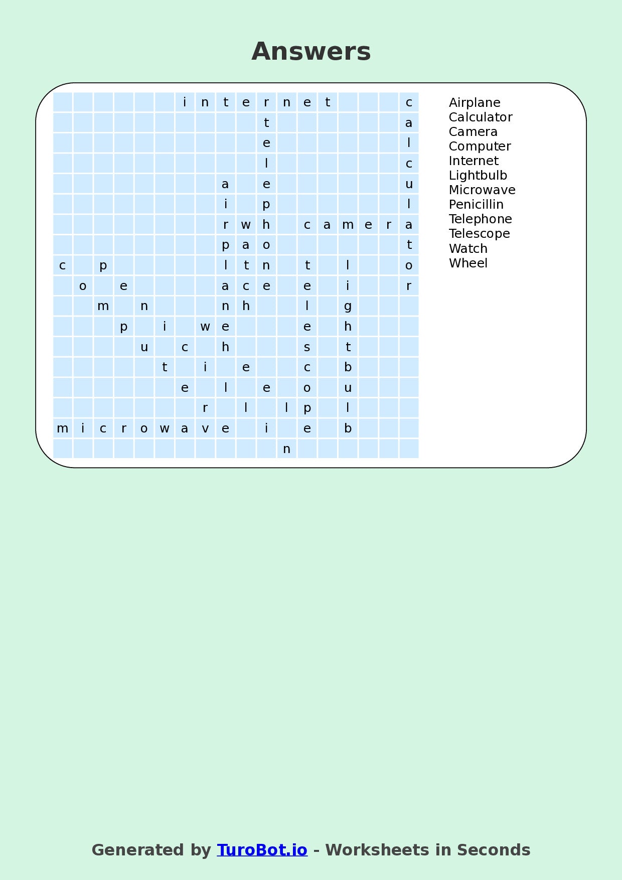 General Knowledge - Year 5 - Find a Word - Inventions – Free Find a Word Worksheet