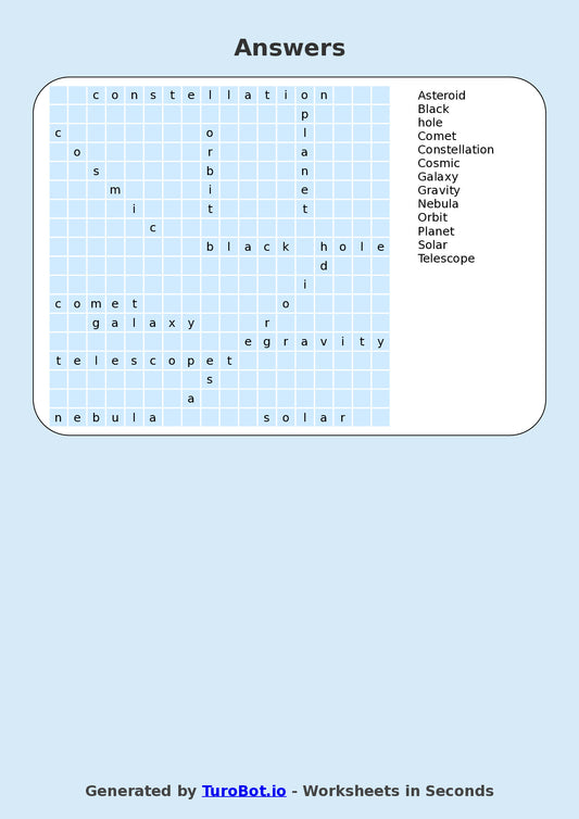General Knowledge - Year 6 - Find a Word - The Universe – Free Find a Word Worksheet
