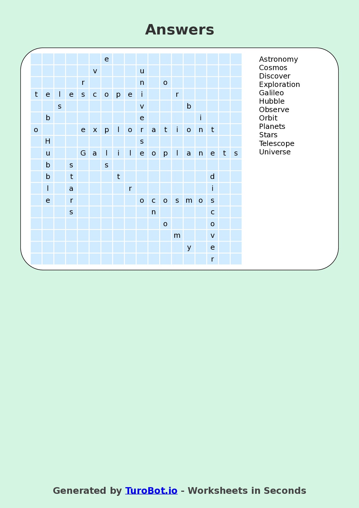 General Knowledge - Year 7 - Find a Word - Space Telescopes – Free Find a Word Worksheet