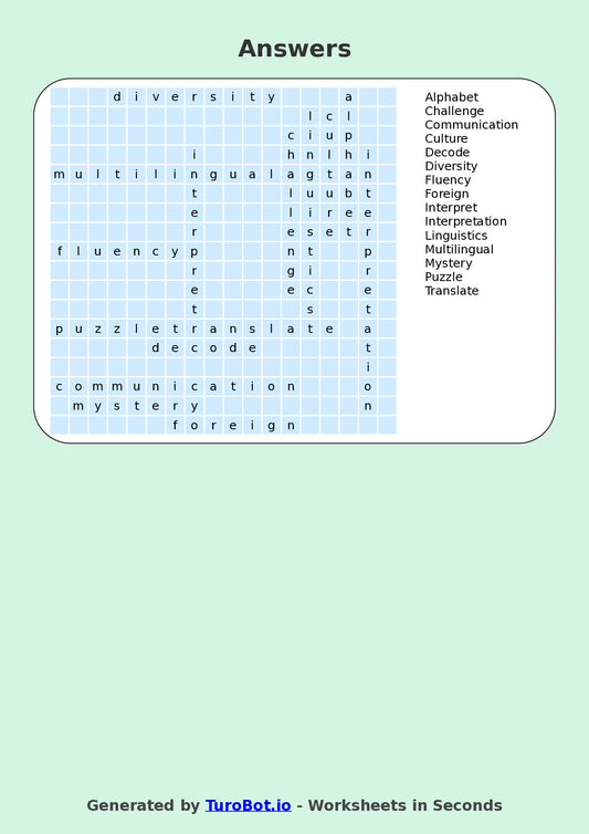 General Knowledge - Year 7 - Find a Word - World Languages – Free Find a Word Worksheet