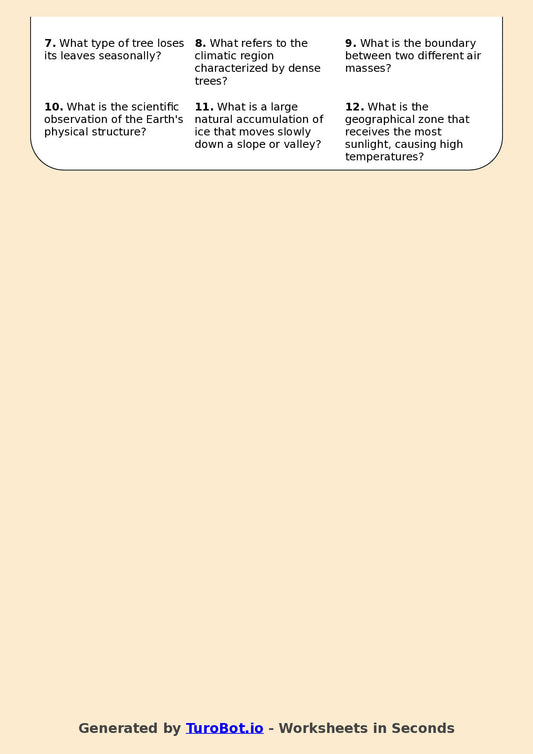 Geography - Year 9 - Crossword - Climate Change and Biomes