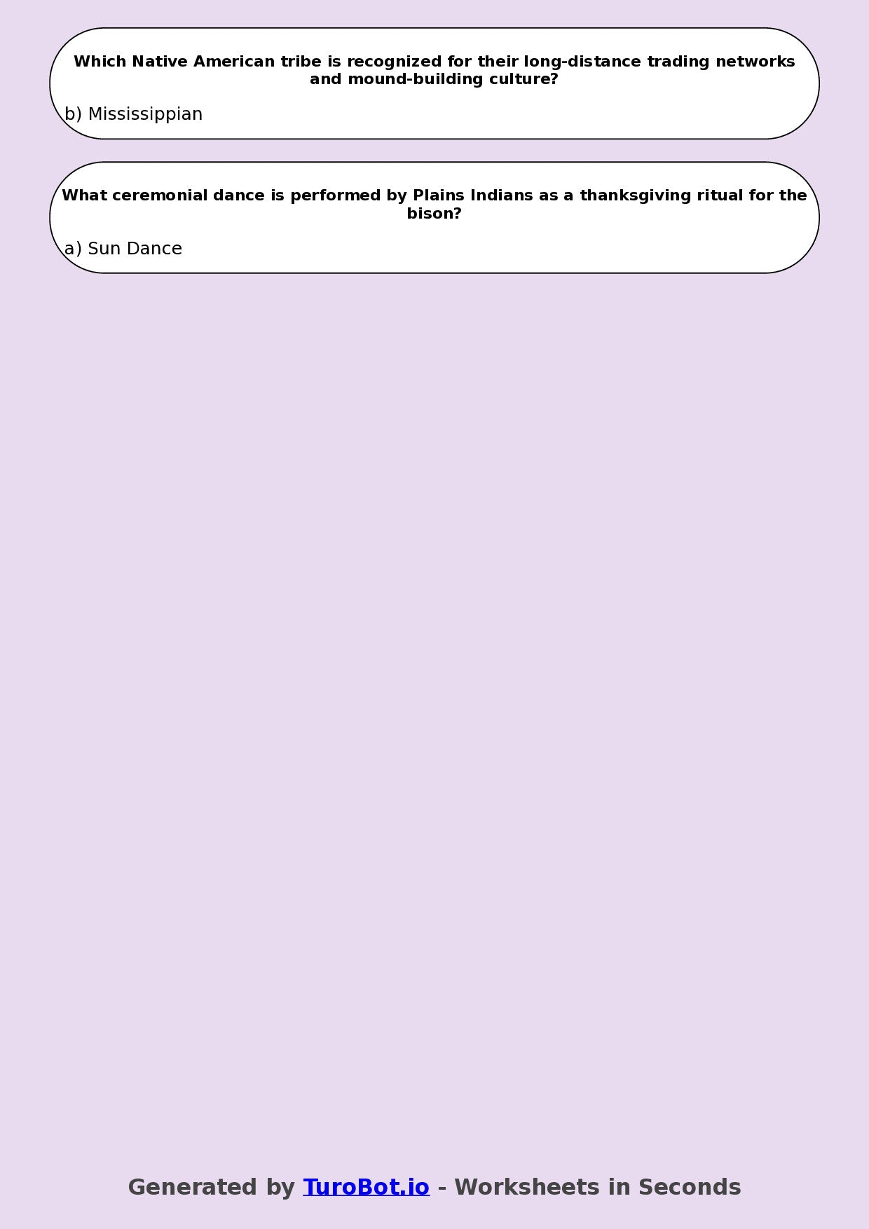 Year 7 History Multiple Choice Worksheet – Indigenous Cultures & Traditions