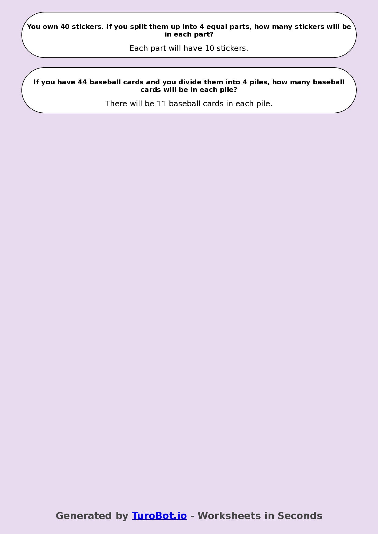 Math - Division - Year 3 - Divide by 4