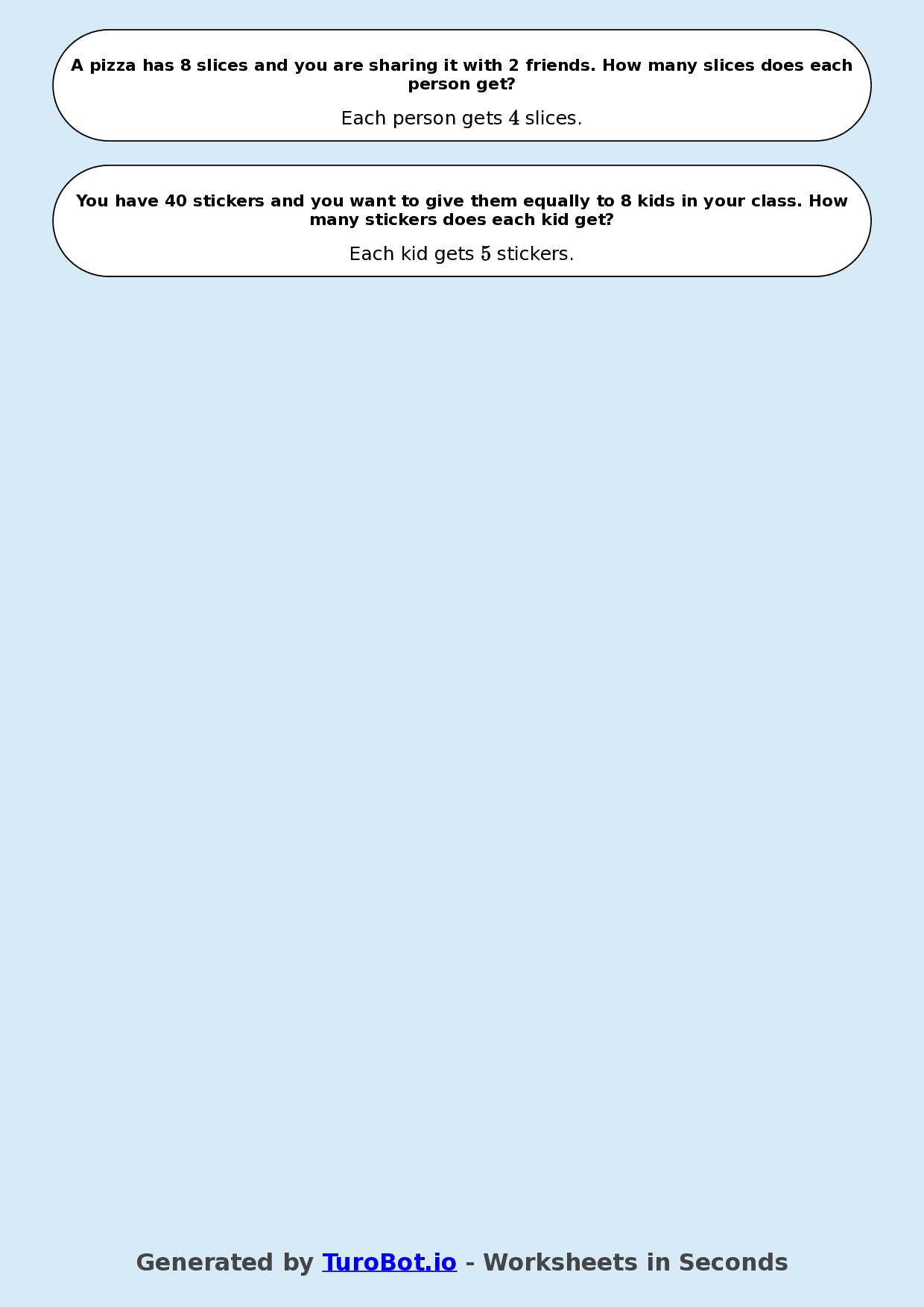 Math - Division - Year 3 - Word Problems Sharing Equally