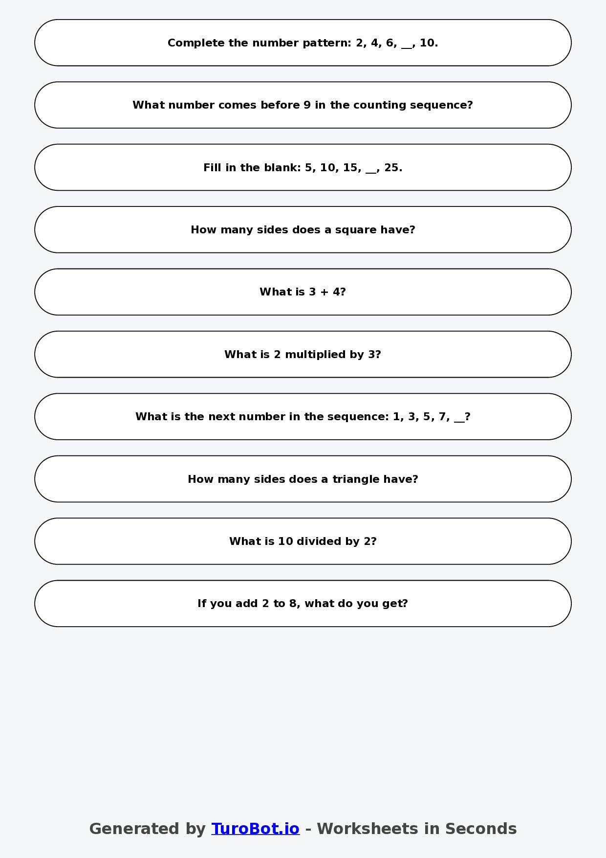 Math - Year 2 - Simple Number Patterns