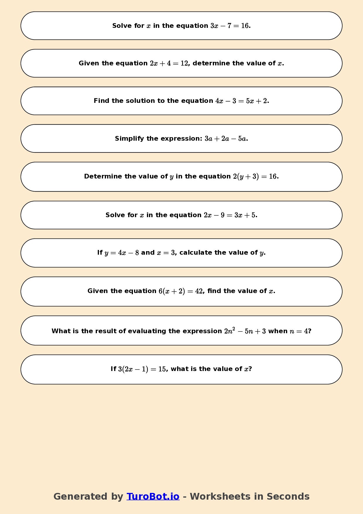 Math - Year 7 - Algebra 1