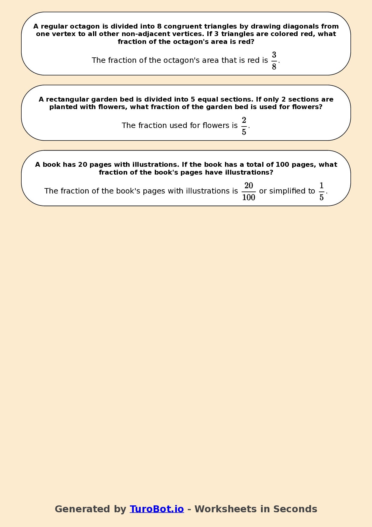 Year 7 Math Worksheet – Fractions of Shapes (Abstract) 2