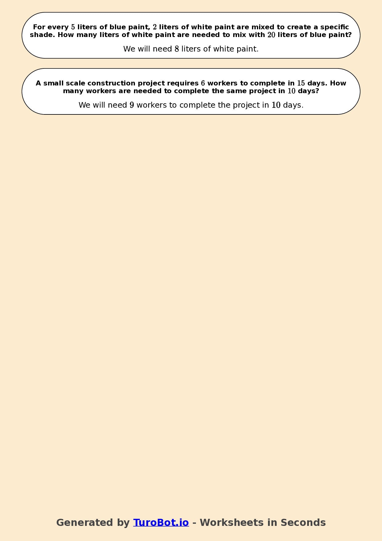 Year 7 Math Worksheet – Multi-Step Proportion Problems