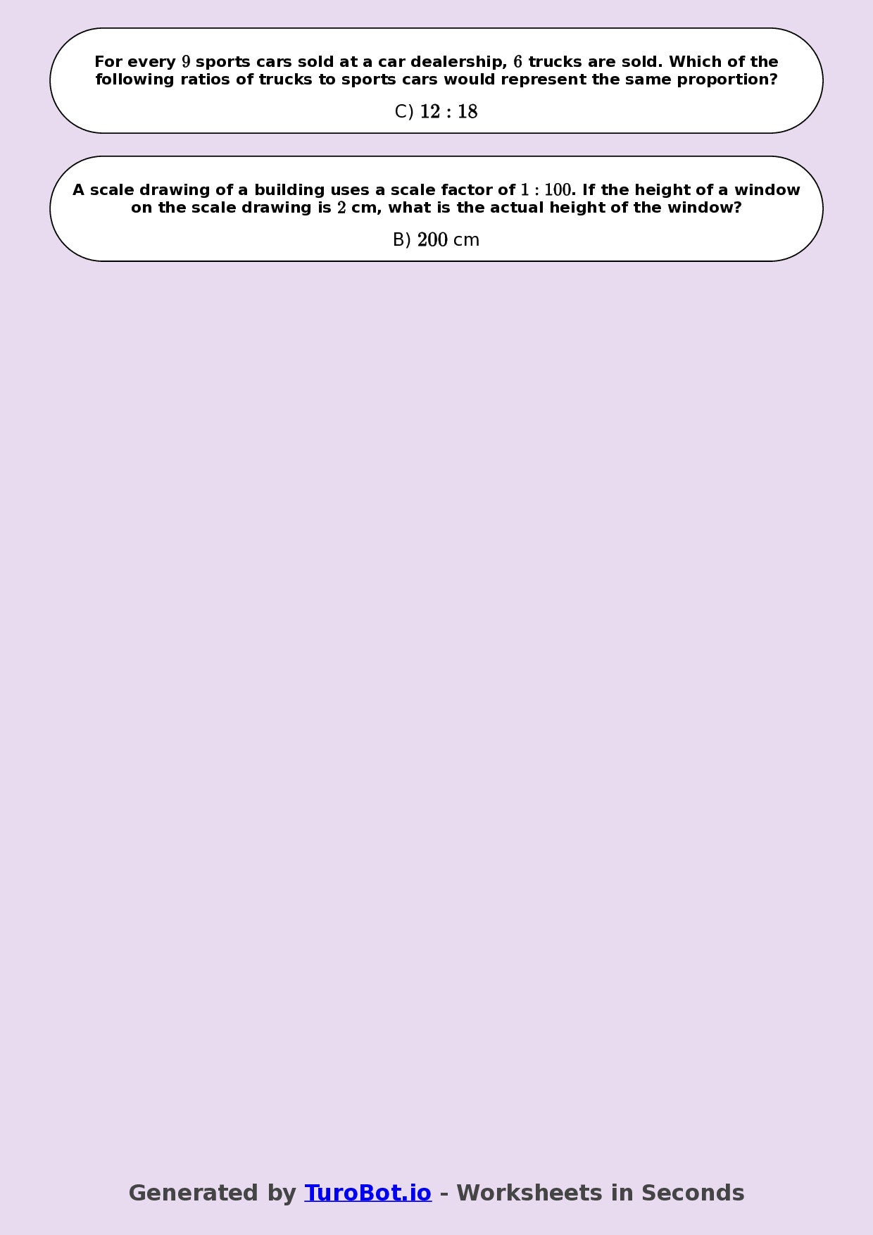 Year 8 Math Worksheet – Equivalent Ratios