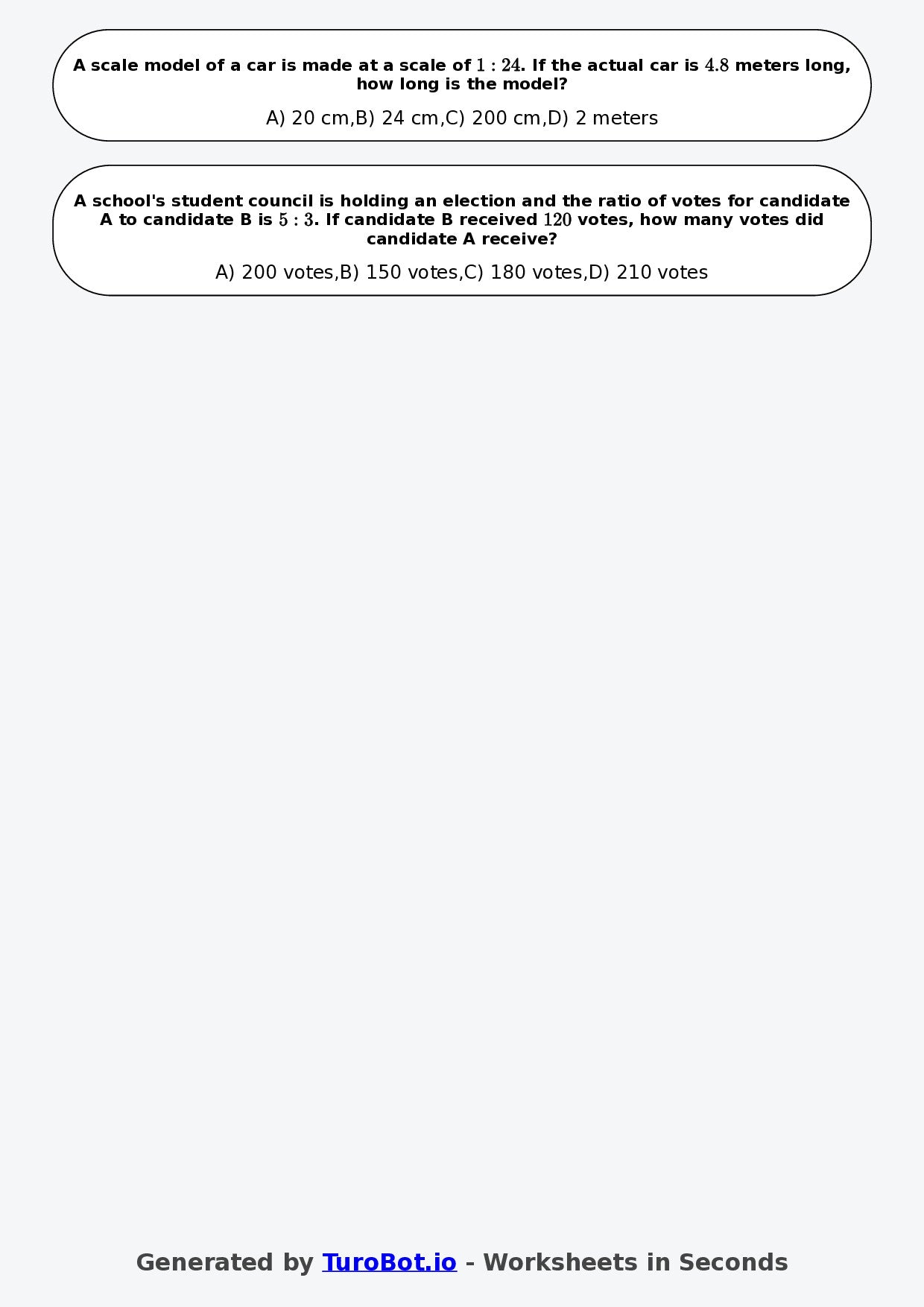 Year 8 Math Worksheet – Ratio Conversions with Measures