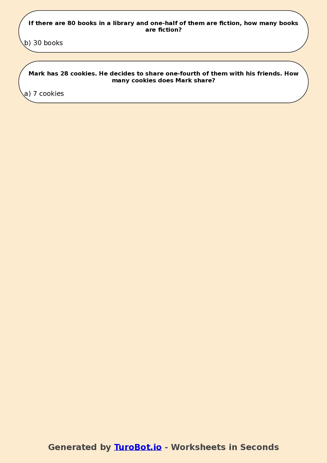 Year 5 Maths Multiple Choice Worksheet – Fractions of Quantities