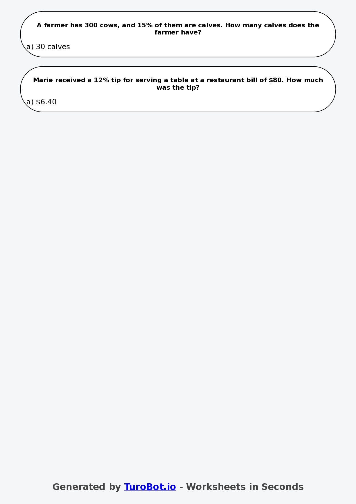 Year 6 Maths Multiple Choice Worksheet – Percentage Meaning and Context
