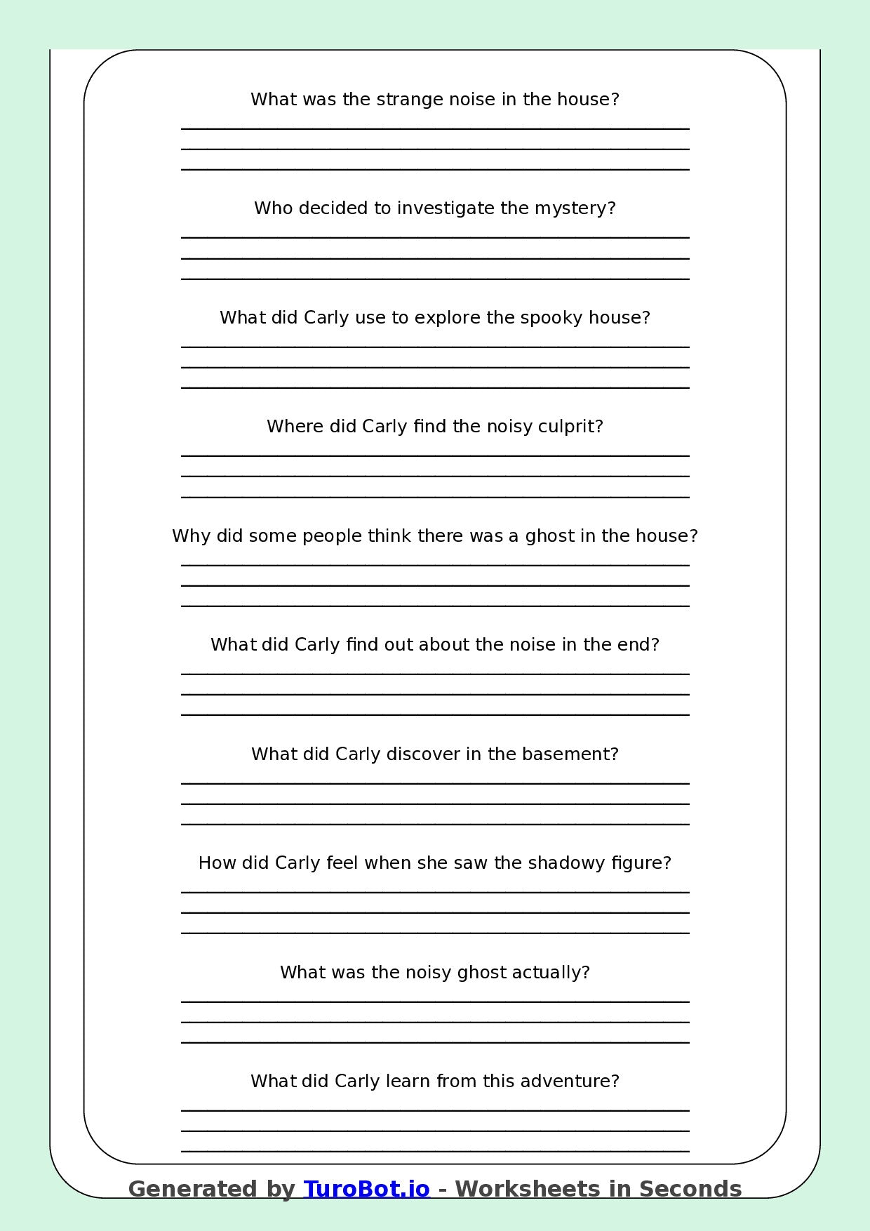 Reading Comprehension - Year 3 - The Case of the Noisy Ghost