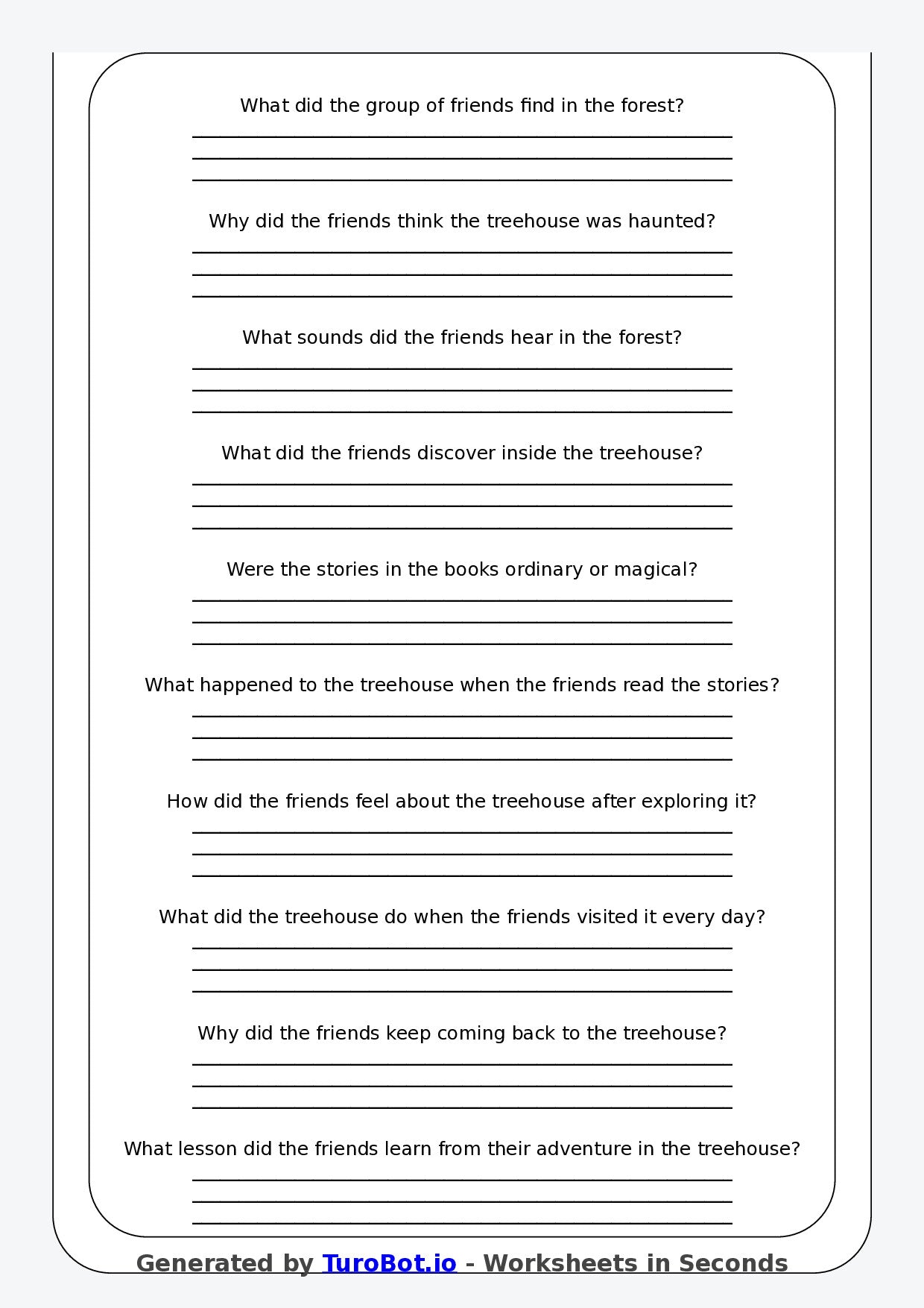 Reading Comprehension - Year 3 - The Haunted Treehouse
