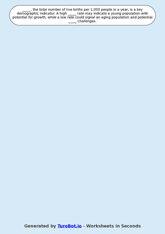 Year 8 Social Studies Fill in the Blanks Worksheet – Population and Migration Concepts