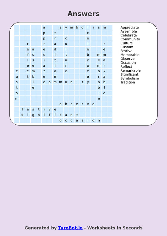 Vocabulary - Year 5 - Find a Word - Holidays and Celebrations – Free Find a Word Worksheet