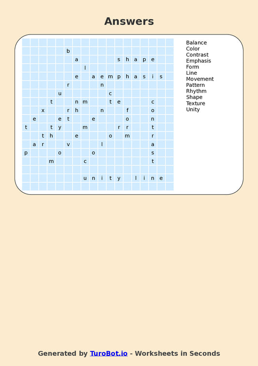 Art - Year 4 - Find a Word - Elements of Art – Free Find a Word Worksheet