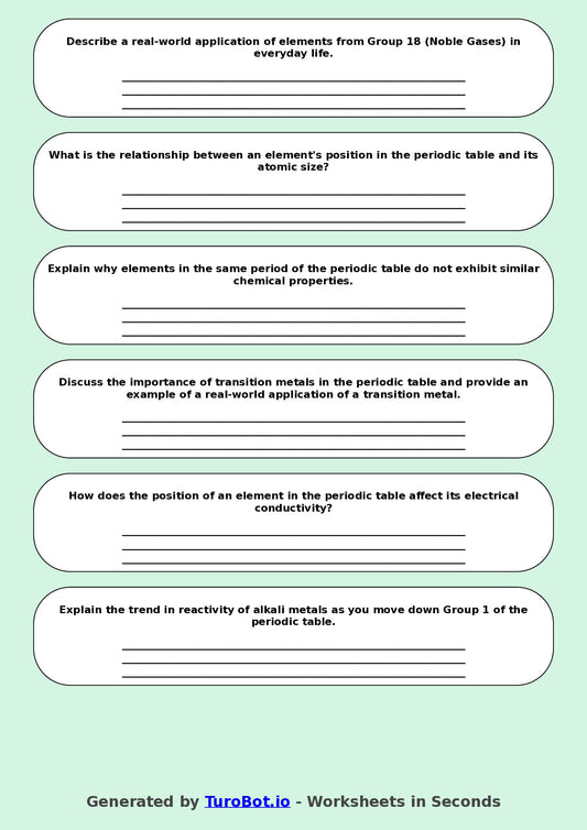 Chemistry - Year 8 - Periodic Table