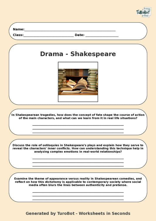Drama - Year 11 Worksheet: Exploring Shakespeare's Themes