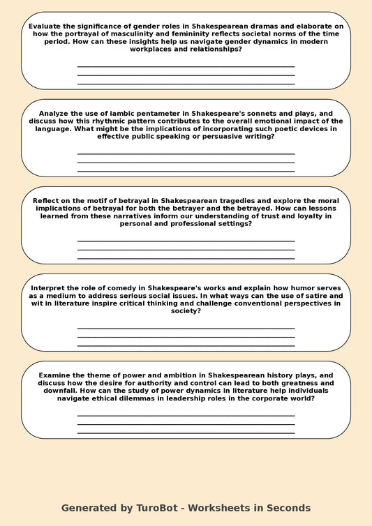 Drama - Year 11 Worksheet: Exploring Shakespeare's Themes