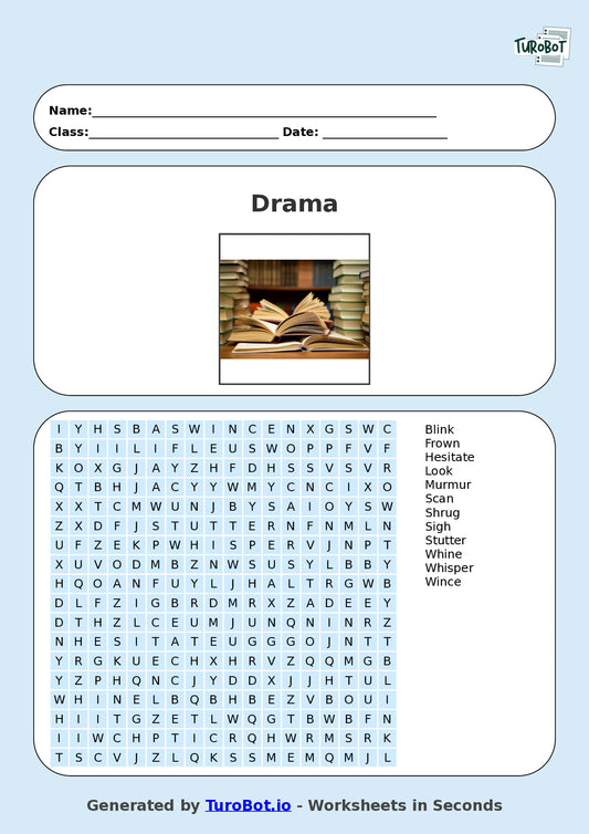 Drama - Year 5 - Find a Word - Stage Directions – Free Find a Word Worksheet