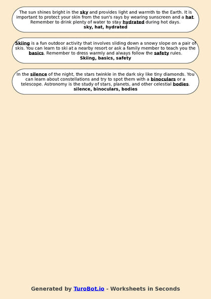 Year 2 English Fill in the Blanks Worksheet – Common Sight Words