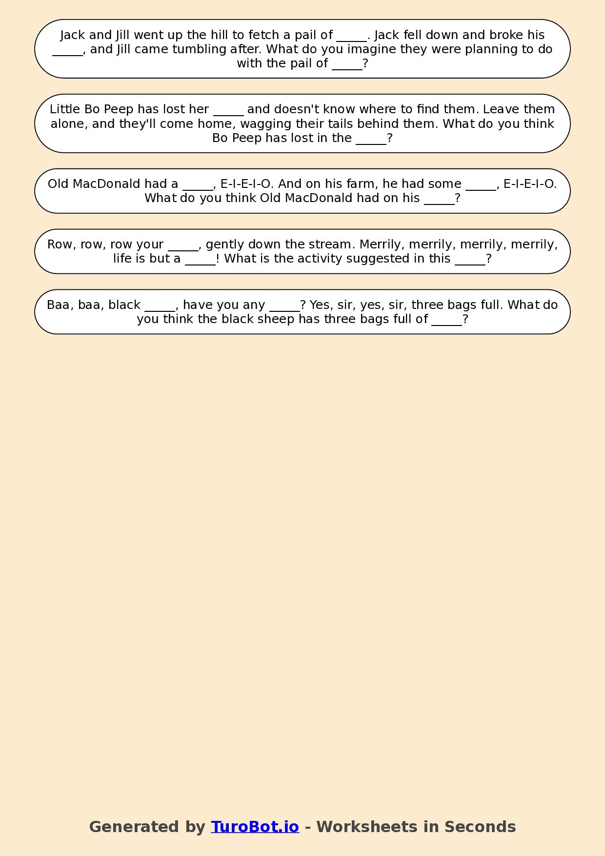 Year 2 English Fill in the Blanks Worksheet – Simple Sentence Completion