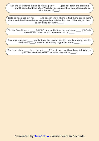Year 2 English Fill in the Blanks Worksheet – Simple Sentence Completion