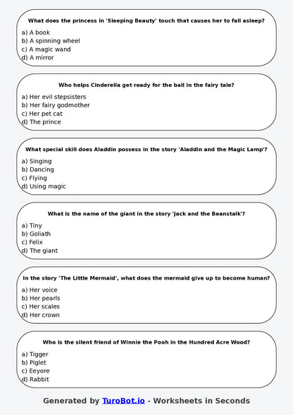 Year 3 English Multiple Choice Worksheet – Understanding Characters in Stories