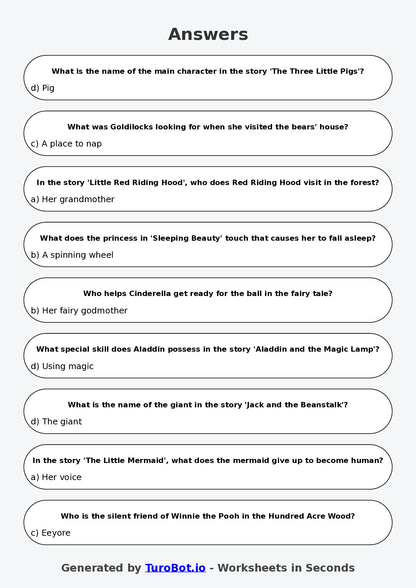 Year 3 English Multiple Choice Worksheet – Understanding Characters in Stories