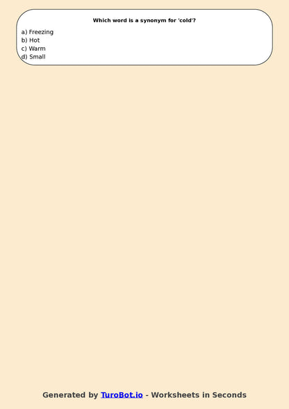 Year 4 English Multiple Choice Worksheet – Understanding Synonyms and Antonyms