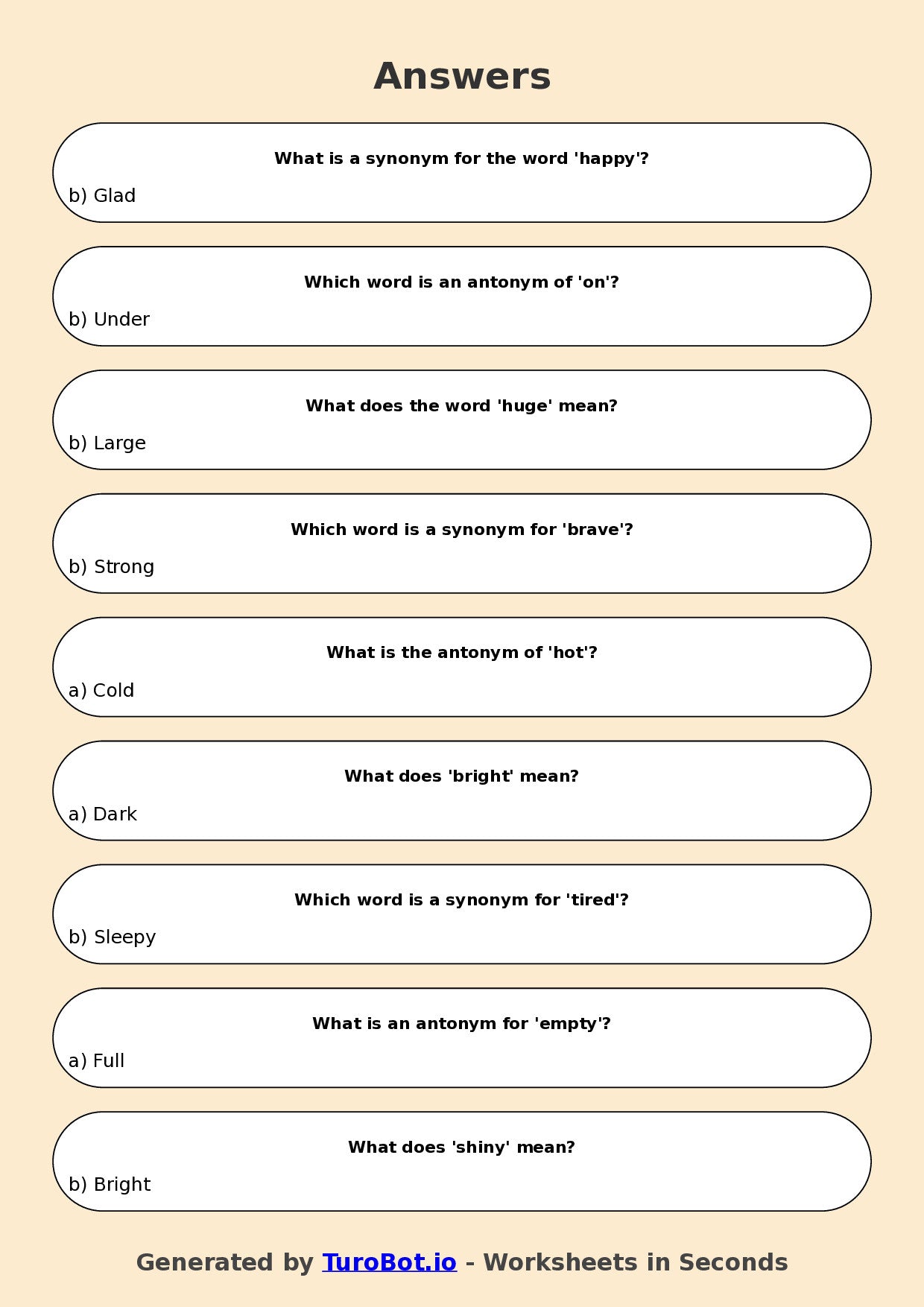 Year 4 English Multiple Choice Worksheet – Understanding Synonyms and Antonyms
