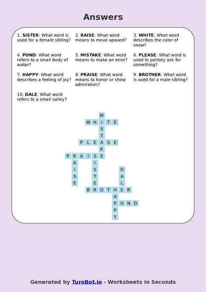 Year 5 English Crossword Worksheet – Common Homophones