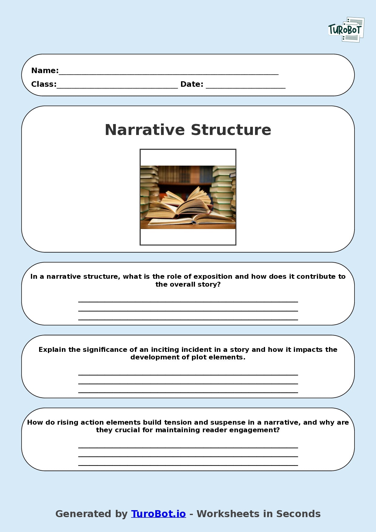 English - Year 8 Worksheet: Narrative Structure