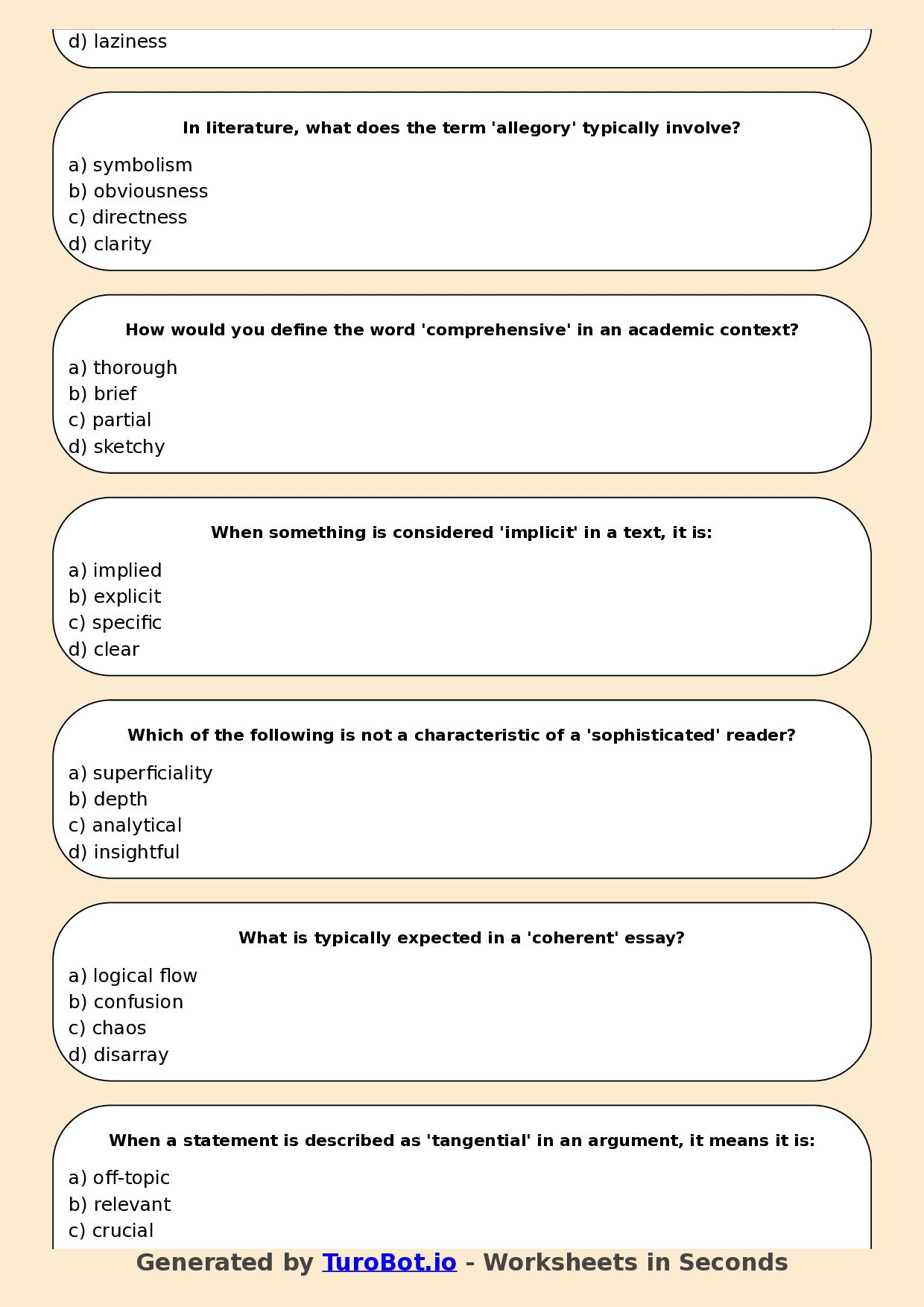 English - Year 9 Worksheet: Vocabulary Building