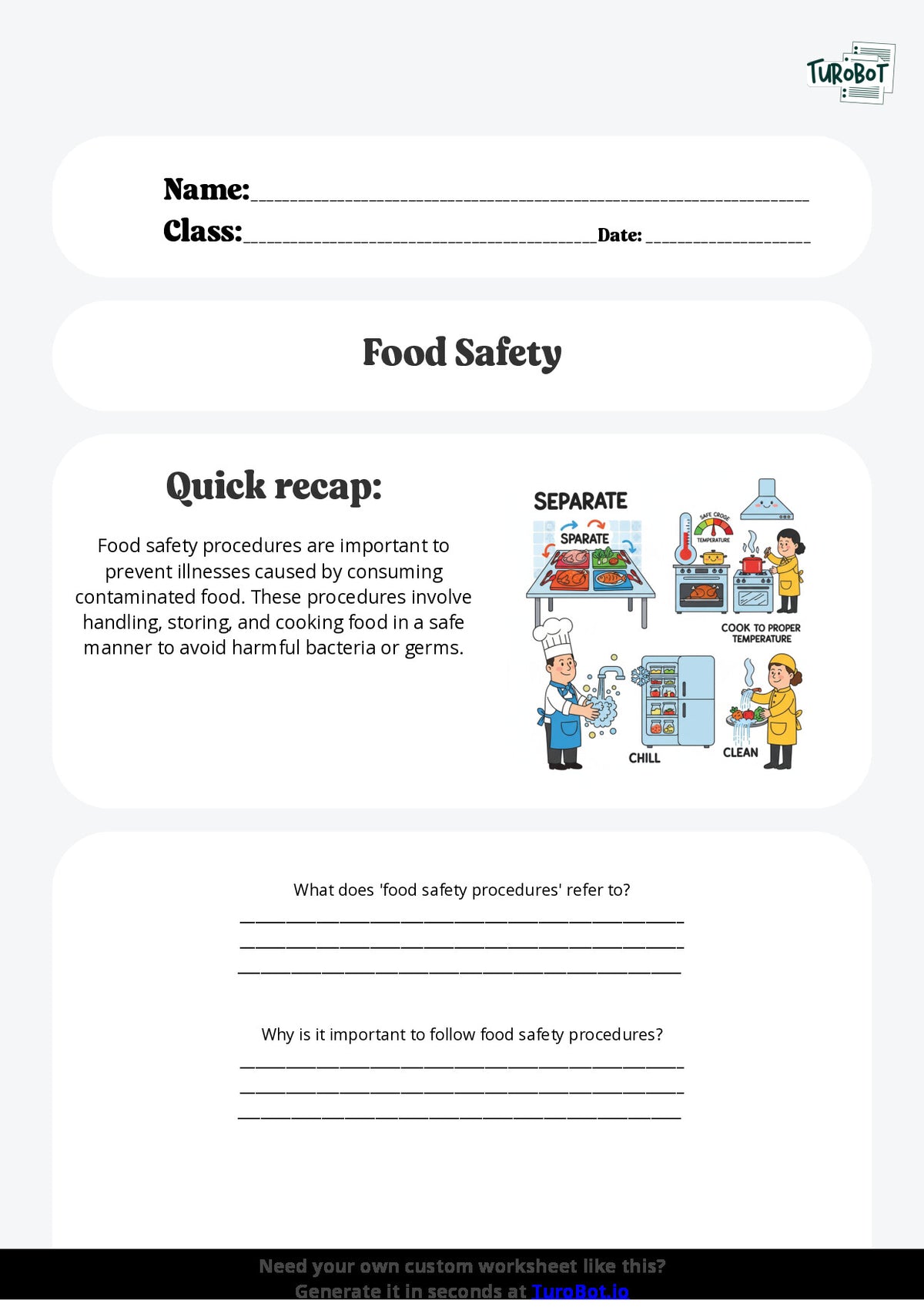 Food Technology Worksheet.pdf Free Worksheet - Year 6 Food Technology Understanding Food Safety Proc ...