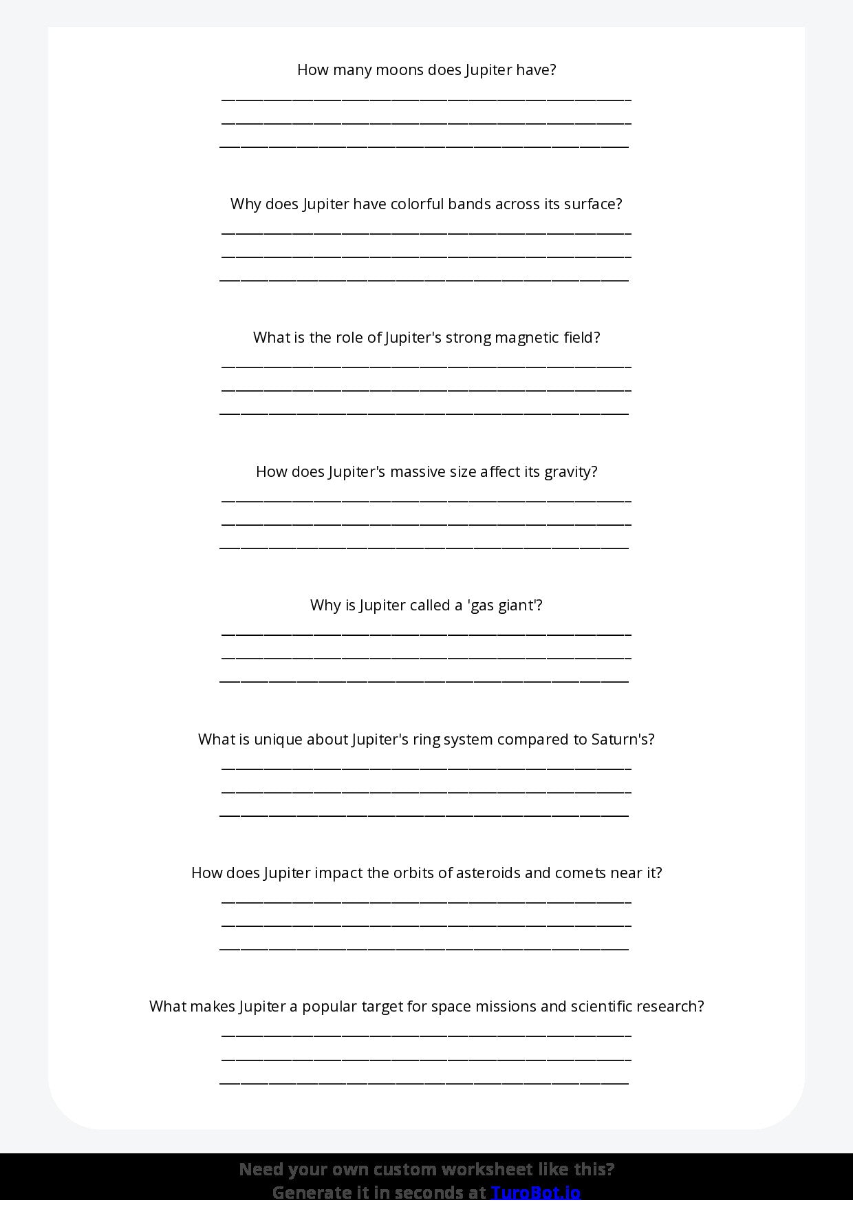 Free Worksheet - Year 3 General Knowledge Basic Earth Facts Multiple Choice