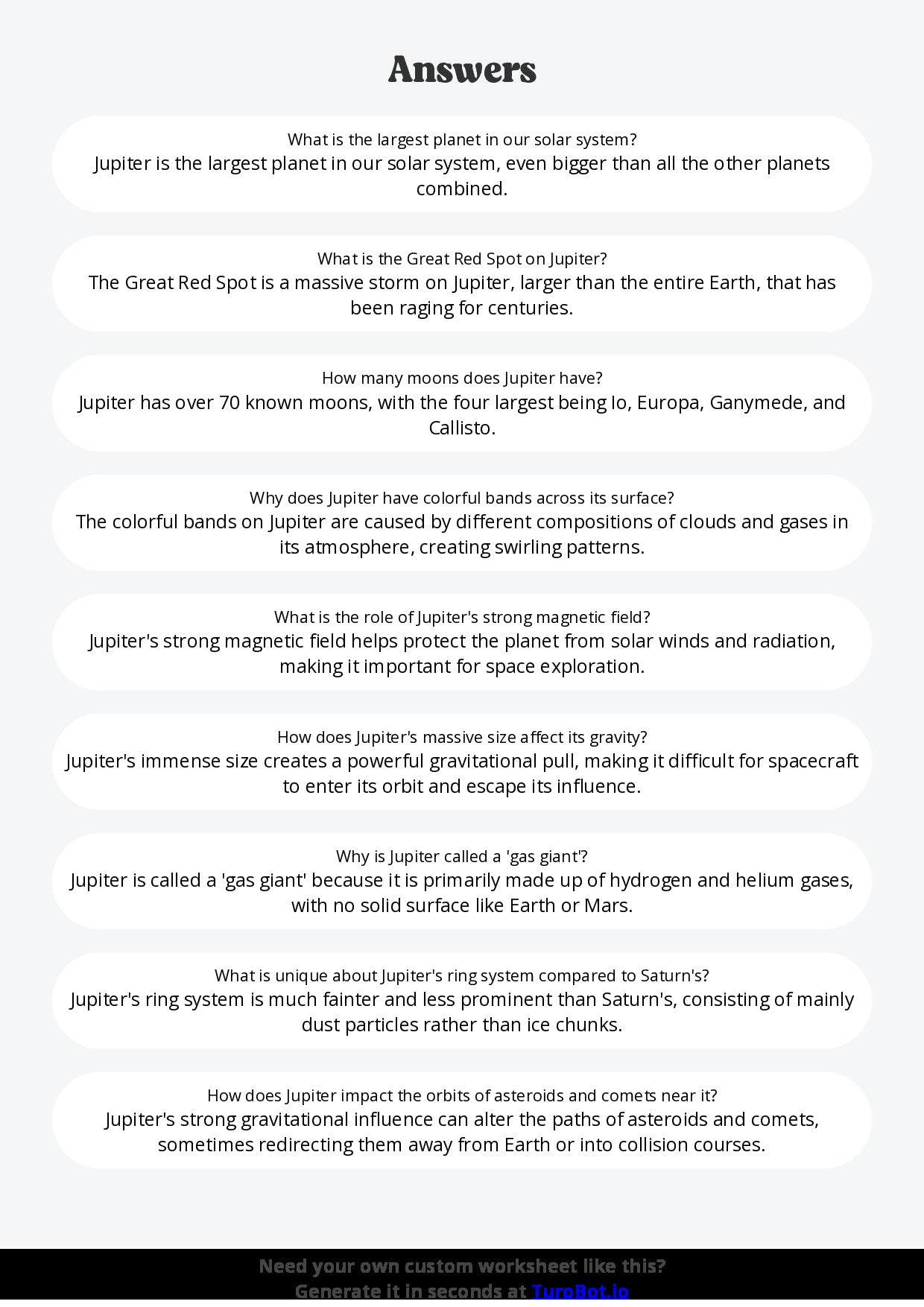 Free Worksheet - Year 3 General Knowledge Basic Earth Facts Multiple Choice