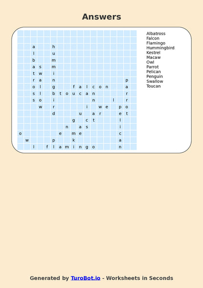 General Knowledge - Year 4 - Find a Word - Endangered Birds – Free Find a Word Worksheet