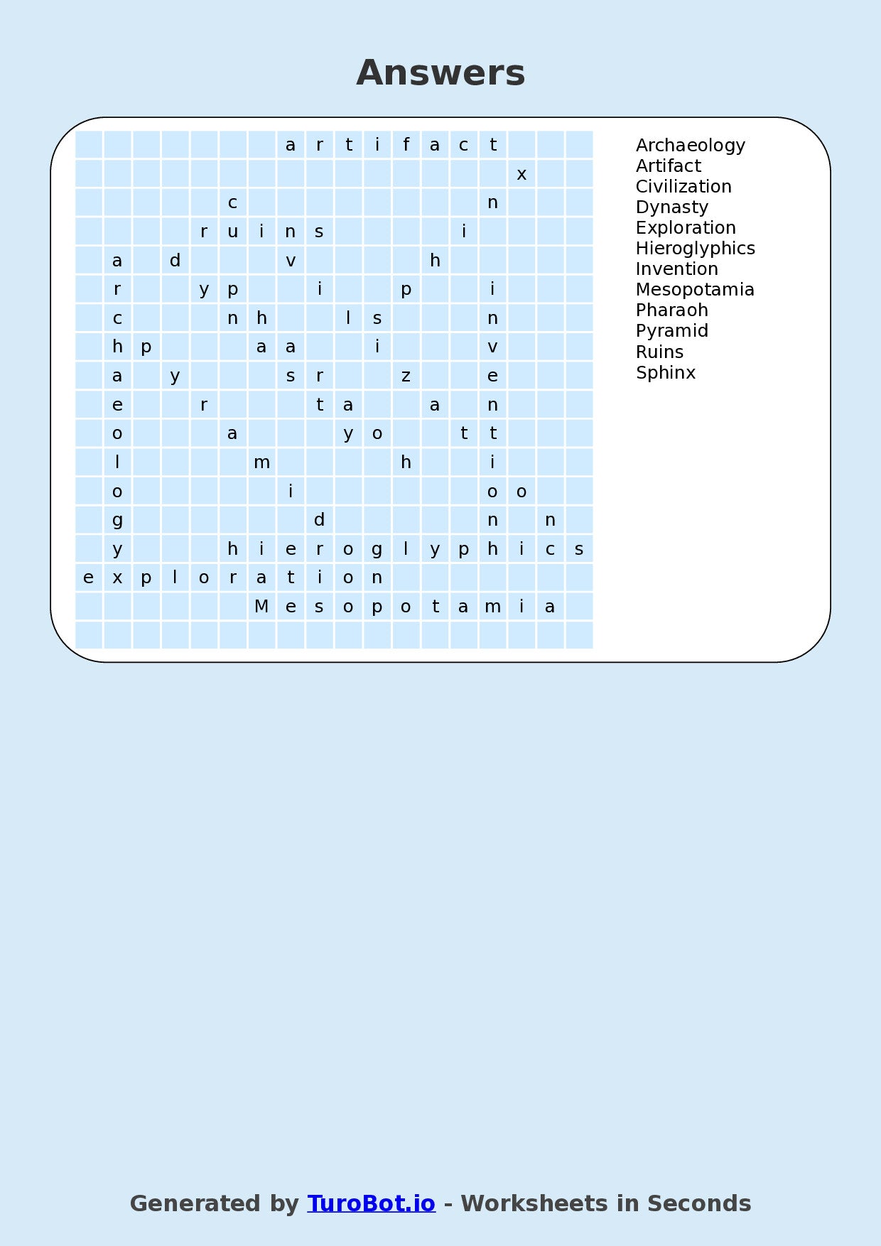 General Knowledge - Year 5 - Find a Word - Ancient Civilizations Vocabulary – Free Find a Word Worksheet