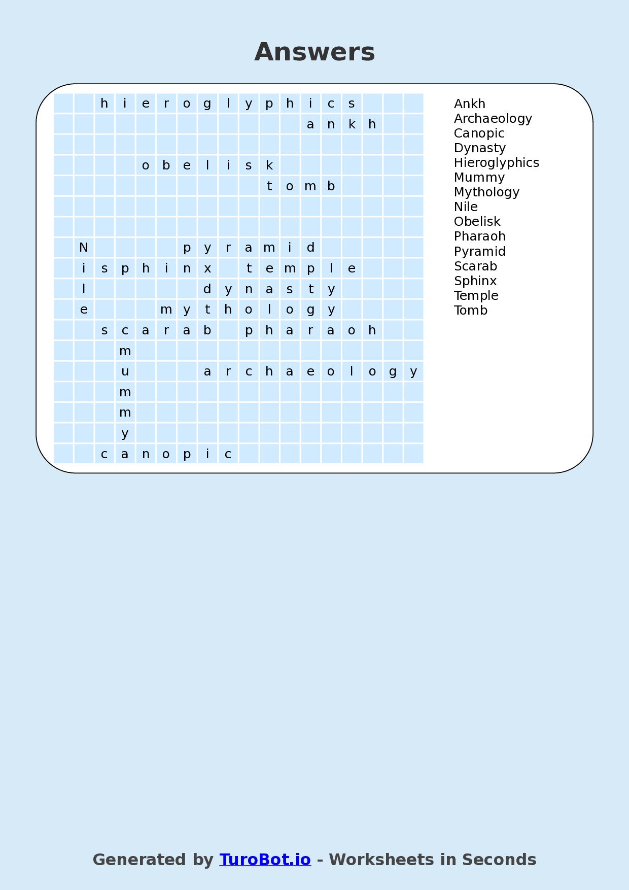 General Knowledge - Year 5 - Find a Word - Ancient Egypt – Free Find a Word Worksheet