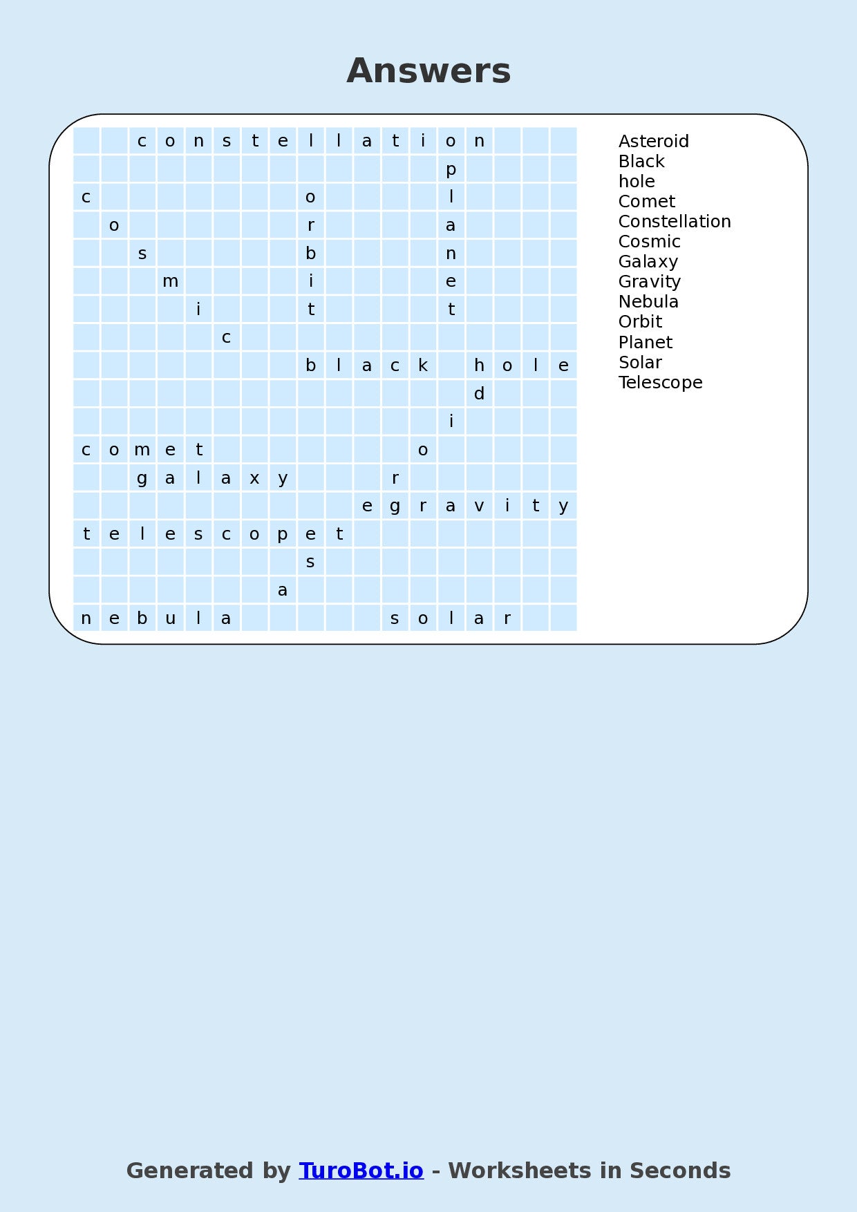 General Knowledge - Year 6 - Find a Word - The Universe – Free Find a Word Worksheet