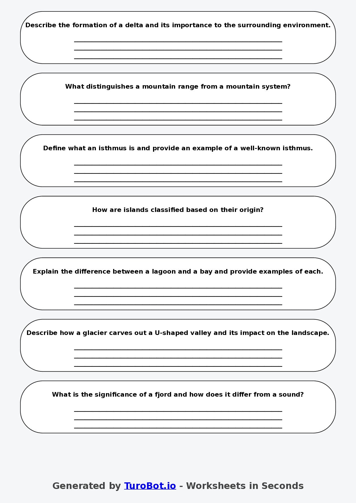 Geography - Year 8 - Landforms and Features