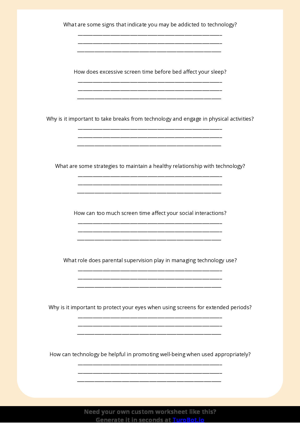 Free Worksheet - Year 5 Health & Wellbeing When Technology Becomes Unhealthy Multiple Choice